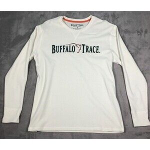 Buffalo Trace Distillery Waffle Knit Tshirt Mens Medium White Logo Bourbon KY